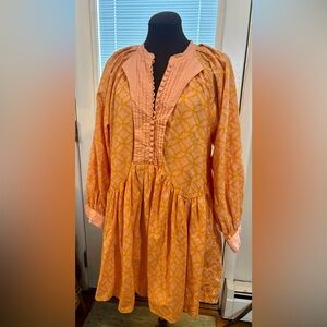 Elegant Peach Long Sleeve Dress